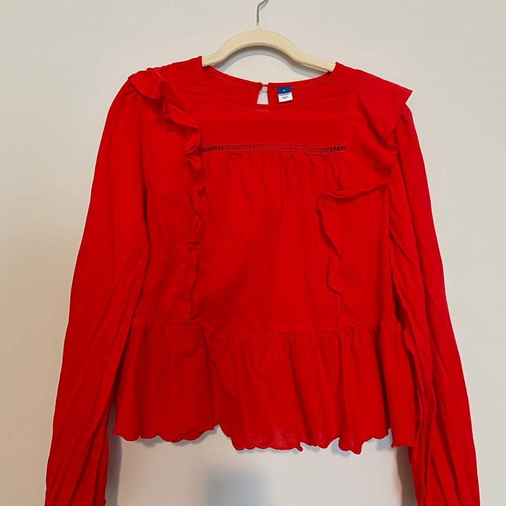 Old Navy Red Ruffled Women's Top long sleeve